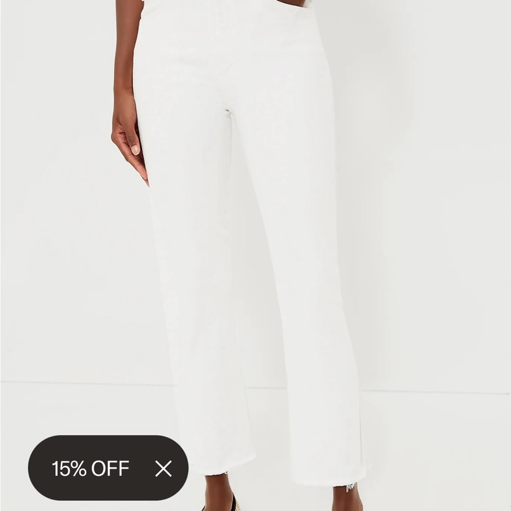 White mother straight leg jeans with frayed edge